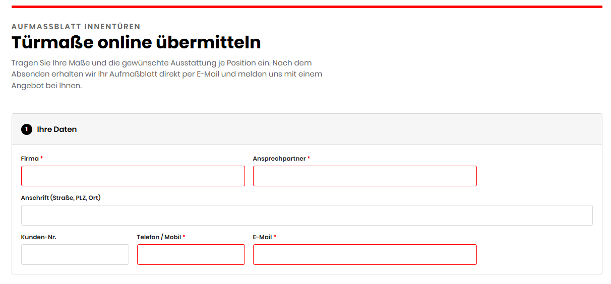 Kipping - Aufmassblatt
